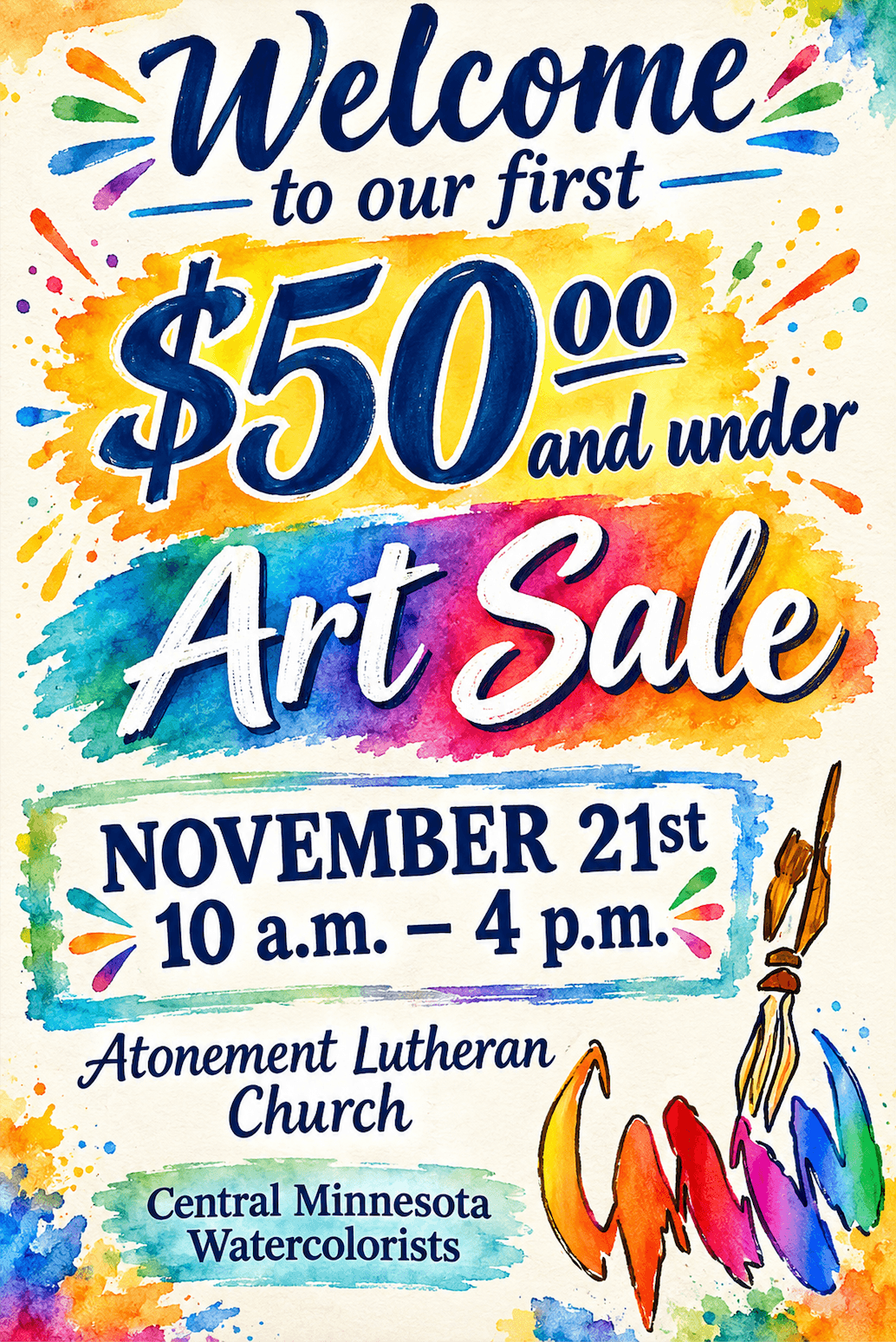 Flyer for Holiday $50 and Under Art Sale