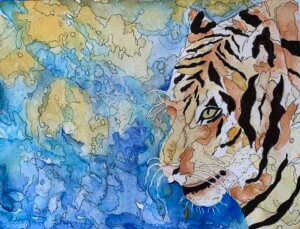 Abstract painting of a tiger
