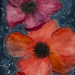 Close up painting of two flowers