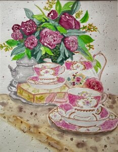 Painting of a tea service